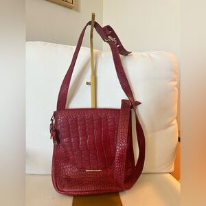 VELEZ Chic Red Crocodile EMBOSSED Crossbody Bag WITH GOLD HARDWARE